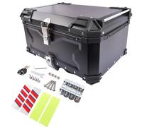Hopzty 65L Top Case Moto, Coffre De Rangement Moto en Aluminium Topcase avec Serrure De Sécurité pour Rangement Casques, Aluminium Top Case Plupart des Motoes et Maxi Scooters (Noir)