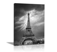 HOQIU affiche noir et blanc La Tour Eiffel à Paris lève les yeux vers le tableau affiche murale, deco mural, Pour la maison, le bureau, la chambre(noir et blanc)-30x40cm Encadrée