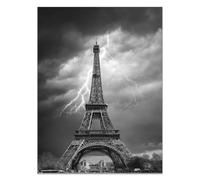 HOQIU affiche noir et blanc La Tour Eiffel à Paris lève les yeux vers le tableau affiche murale, deco mural, Pour la maison, le bureau, la chambre(noir et blanc)-80x120cm Sans cadre