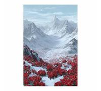 HOQIU Decoration murale fleurs Poinsettia des Rouges des neiges décoration maison, tableau toile decoration murale, Chambre Salle De Bain Cuisine Bureau(Multicolore)-80x120cm Sans cadre