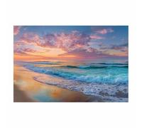 HOQIU Poster paysage Pastel Beach, c’est le coucher du soleil impression sur toile, affiche decoration murale, Pour la maison, le bureau, la chambre.(Multicolore)-40x60cm Sans cadre