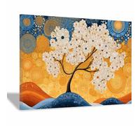 HOQIU tableau decoration murale Décoration abstraite de coucher de soleil en arbre floral poster mural, affiches decoration Murale, Chambre Salle De Bain Bureau Salle (Multicolore)-80x120cm Encadrée