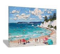 HOQIU Tableau decoration murale Journée des plages impressionnistes tableaux, posters et arts décoratifs, tableau Cuisine Bureau decoration murale salon.(Multicolore)-60x80cm Encadrée