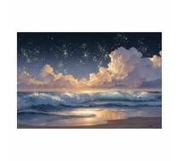 HOQIU Tableau decoration murale Plages de la Nuit étoilée toile decoration murale, posters et arts décoratifs, auf Leinwand Wandbilder Wohnzimmer Schlafzimmer Wanddeko(Multicolore)-30x40cm Sans cadre