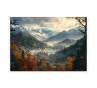 HOQIU Tableau Mural Decoration, Des montagnes de beauté naturelle tableaux, posters et arts décoratifs, Convient pour la ferme, le bureau, la galerie, la cuisine.(blanc) - 70x100cm Sans cadre