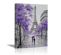 HOQIU tableau noir et blanc Peinture de scènes de rue à Paris sous la pluie toile murale decoration, affiche, Salon Chambre Maison Décorations(noir et blanc)-80x120cm Encadrée