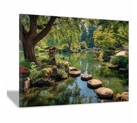 HOQIU Tableau paysage Lanterne de jardin mousseuse impression sur toile, affiche decoration murale, Pour la maison, le bureau, la chambre.(Multicolore)-70x100cm Encadrée