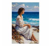 HOQIU Tableau paysage mural sur toile nature La femme sur les plages est de l’art impression sur toile, affiche decoration murale, la maison, la chambre.(Multicolore)-70x100cm Sans cadre
