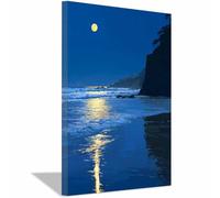 HOQIU Tableau paysage mural sur toile nature Plages au clair de lune est de l’art toile decoration murale, posters et arts décoratifs, Leinwand Wohnzimmer Schlafzimmer (Multicolore)-30x40cm Encadrée