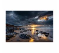 HOQIU Tableau paysage mural sur toile nature Plages es Sunset Glow tableaux, posters et arts décoratifs, tableau Cuisine Bureau decoration murale salon.(Multicolore)-80x120cm Sans cadre