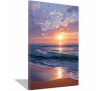 HOQIU Tableau paysage Plages es Sunset Glow tableaux, posters et arts décoratifs, tableau Cuisine Bureau decoration murale salon.(Multicolore)-40x60cm Encadrée