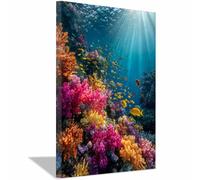 HOQIU Tableau paysage Récif Coral Vibrants toile decoration murale, posters et arts décoratifs, auf Leinwand Wandbilder Wohnzimmer Schlafzimmer Wanddeko(Multicolore)-30x40cm Encadrée