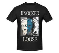 Hoqwalk Knocked Music Loose Shirt Hommes Standard Col Rond Manches Courtes T-Shirt Mode T-Shirt Noir, Noir , M