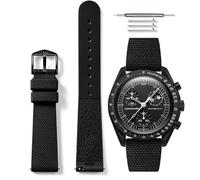 HORACE Bracelet de Montre 20 mm en Silicone Liquide LSR - Dégagement Rapide - Kit de montage inclus - Compatible Omega x Swatch MoonSwatch (Noir - Noir)