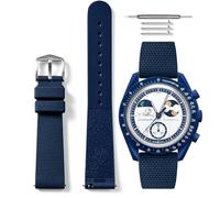 HORACE Bracelet de Montre 20 mm en Silicone Liquide LSR - Dégagement Rapide - Kit de montage inclus - Compatible Omega x Swatch MoonSwatch (Bleu - Argent)