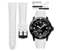 HORACE Bracelet de montre 22 mm en Silicone Liquide - Compatible Blancpain x Swatch Scuba Fifty Fathoms - Kit de montage inclus (Blanc - Couture Noir)