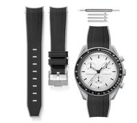 HORACE Bracelet de Montre bi-color 20 mm en Silicone Haute Résistance - Dégagement Rapide - Compatible Omega x Swatch MoonSwatch - Kit de montage inclus (Noir - Gris - Argent)