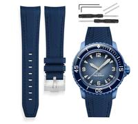 HORACE Bracelet de montre caoutchouc 22mm compatible avec Blancpain x Swatch Scuba Fifty Fathoms (Bleu - Couture bleue)
