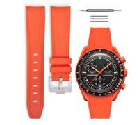 HORACE Bracelet de montre caoutchouc compatible avec Omega x Swatch MoonSwatch 20mm (LAVA Orange/Couture orange)