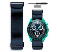 HORACE Bracelet de montre Nato 20mm compatible avec Omega x Swatch MoonSwatch (Bleu - Noir)