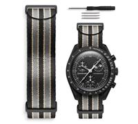 HORACE Bracelet de montre NATO 20mm Nylon Souple - Compatible Omega x Swatch MoonSwatch - Outils Inclus (Bond 007 No Time To Die - Noir)