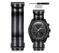HORACE Bracelet de montre NATO 20mm Nylon Souple - Compatible Omega x Swatch MoonSwatch - Outils Inclus (Bond 007 Spectre - Noir)