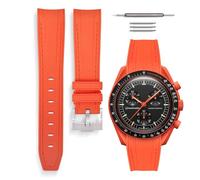 HORACE Bracelet de montre universel en silicone liquide 20mm - Compatible Omega x Swatch MoonSwatch - Kit de montage inclus (LAVA Orange/Couture Orange)