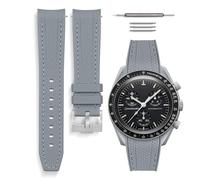 HORACE Bracelet de montre universel en silicone liquide 20mm - Compatible Omega x Swatch MoonSwatch - Kit de montage inclus (Gris/Couture Grise)