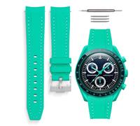 HORACE Bracelet de montre universel en silicone liquide 20mm - Compatible Omega x Swatch MoonSwatch - Kit de montage inclus (POLAR LIGHTS Cyan/Couture Cyan)