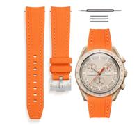 HORACE Bracelet de montre universel en silicone liquide 20mm - Compatible Omega x Swatch MoonSwatch - Kit de montage inclus (Orange/Couture Orange)