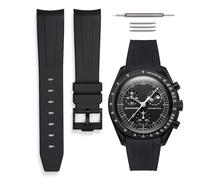 HORACE Bracelet de montre universel en silicone liquide 20mm - Compatible Omega x Swatch MoonSwatch - Kit de montage inclus (Noir/Noir)