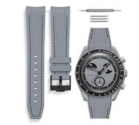 HORACE Bracelet de montre universel en silicone liquide 20mm - Compatible Omega x Swatch MoonSwatch - Kit de montage inclus (Gris/Couture Noir)