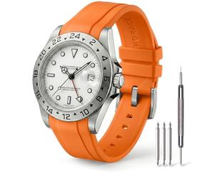 HORACE Bracelet Montre 20 mm en Caoutchouc FKM Premium - Souple, Étanche & Durable - Compatible avec Rolex Explorer II 16570 40mm (Orange)