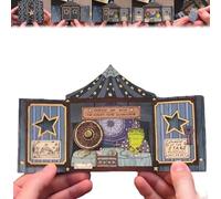 Horace le Sage - Carte pop-up de Noël astrologue le grand crapaud, carte de vœux de Noël en couches 3D, cirque fantastique et astrologie, cadeau magique unique à collectionner (1pcs)