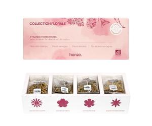 Horae - Coffret tisanes et infusions bio à offrir - Assortiment 4 tisanes florales d'herboriste - 32 sachets - Fabriqué en France - Idée cadeau femme bien-être