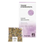 Horae - Tisane de Fleurs des champs bio 15 sachets - Tisane florale de mauve, soucis, bleuet et cassis - Composition florale à infuser - Tisane d'herboristes produite en France
