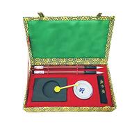 HorBous 7 PCS calligraphie chinoise Inkstone + bol à eau + bâton d'encre + 2 stylos à brosse + encrier + boîte à cadeaux Set pour Enfant Enfant Débutant