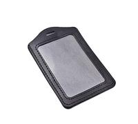 Horder Porte-nom en cuir PU pour carte d'identité Style vertical Outils de bureau Noir