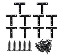 Hordion Lot de 10 équerres d'angle en T de 7,6 x 7,6 cm (80 x 80 mm), support d'angle plat en fer robuste, support en forme de T en métal, plaques de réparation à angle droit avec vis