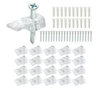 Hordion Lot de 20 supports de miroir mural en plastique transparent, clips de fixation avec vis, matériel de suspension pour miroir mural et porte d'armoire