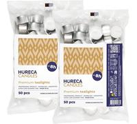 Horeca Candles 100 Bougies à réchaud Blanc 8h de combustion - Sans parfum - Cire de paraffine - Pour mariage, décoration, fête, détente