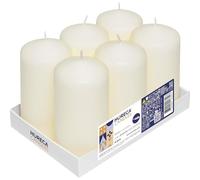 Horeca Candles - Bougies à colonne ivoire - Ø 6 x 12 cm - Lot de 6 bougies décoratives - Longue durée de vie 40 heures - Cire sans odeur - Cire de paraffine