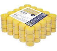 Horeca Candles - Bougies Chauffe-plat Citronnelle Transparentes - Lot de 100 Bougies Parfumées - Durée 8 Heures - Jaune - Pour l'Extérieur, Balcon, Pique-nique, Camping