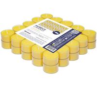 Horeca Candles - Bougies Chauffe-plat Citronnelle Transparentes - Lot de 50 Bougies Parfumées - Durée 8 Heures - Jaune - Pour l'Extérieur, Balcon, Pique-nique, Camping