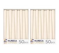 Horeca Candles Bougies coniques ivoire - 25,4 cm (H) - Lot de 100 bougies non parfumées - Durée de combustion de 7,5 heures - Sans fumée - Sans goutte