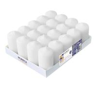 Horeca Candles - Bougies Piliers - Blanc - Ø 4 x 7 cm - Lot de 20 Bougies Décoratives pour la Maison - Longue Durée 12 Heures - Cire Non Parfumées - Pour la Maison, Mariage, Fêtes et la Restauration