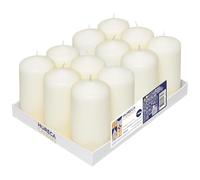 Horeca Candles - Bougies Piliers - Ivoire - Ø 6 x 12 cm - Lot de 12 Bougies Décoratives pour la Maison - Longue Durée 40 Heures - Cire Non Parfumées - Sans goutte - Sans fumée - Qualité RAL