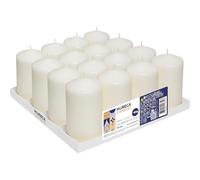 Horeca Candles - Bougies Piliers - Ivoire - Ø 8 x 15 cm - Lot de 16 Bougies Décoratives pour la Maison - Longue Durée 60 Heures - Cire Non Parfumées - Pour la Maison, Mariage, Fêtes et la Restauration