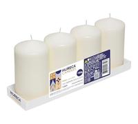Horeca Candles - Bougies Piliers - Ivoire - Ø 8 x 15 cm - Lot de 4 Bougies Décoratives pour la Maison - Longue Durée 60 Heures - Cire Non Parfumées - Pour la Maison, Mariage, Fêtes et la Restauration