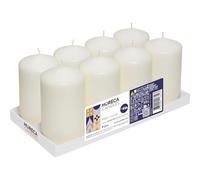 Horeca Candles - Bougies Piliers - Ivoire - Ø 8 x 15 cm - Lot de 8 Bougies Décoratives pour la Maison - Longue Durée 60 Heures - Cire Non Parfumées - Pour la Maison, Mariage, Fêtes et la Restauration